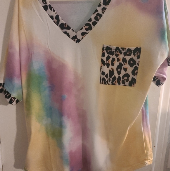 Leopard/tie Dye blouse - Picture 1 of 2